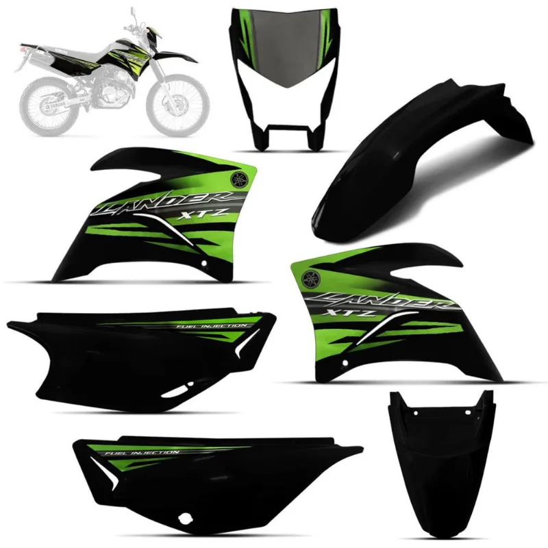 Kit Carenagem Xtz Lander 250 2015 Preta Adesivado
