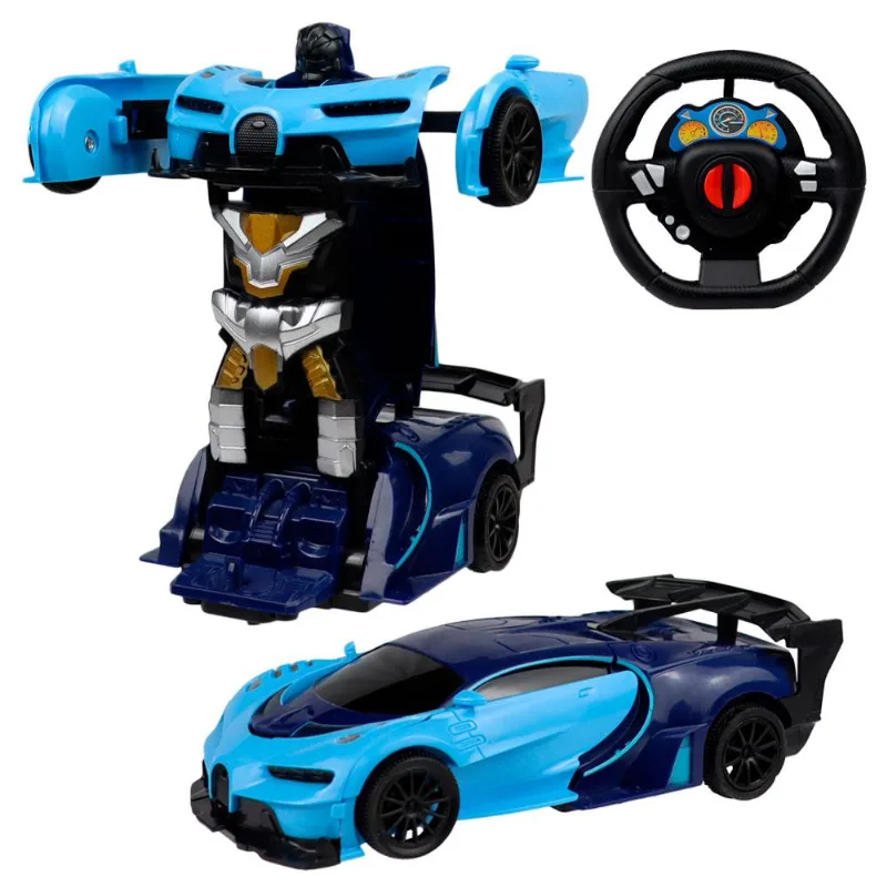 Carrinho Rádio Controle Bate e Vira Robô Transformers Changebot Azul +3 anos - Polibrinq