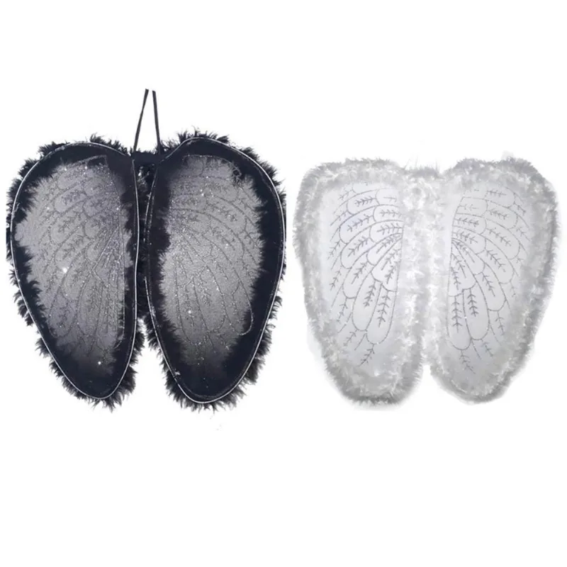Asa de Anjo Preta ou Branca Infantil e Adulto Com Plumas