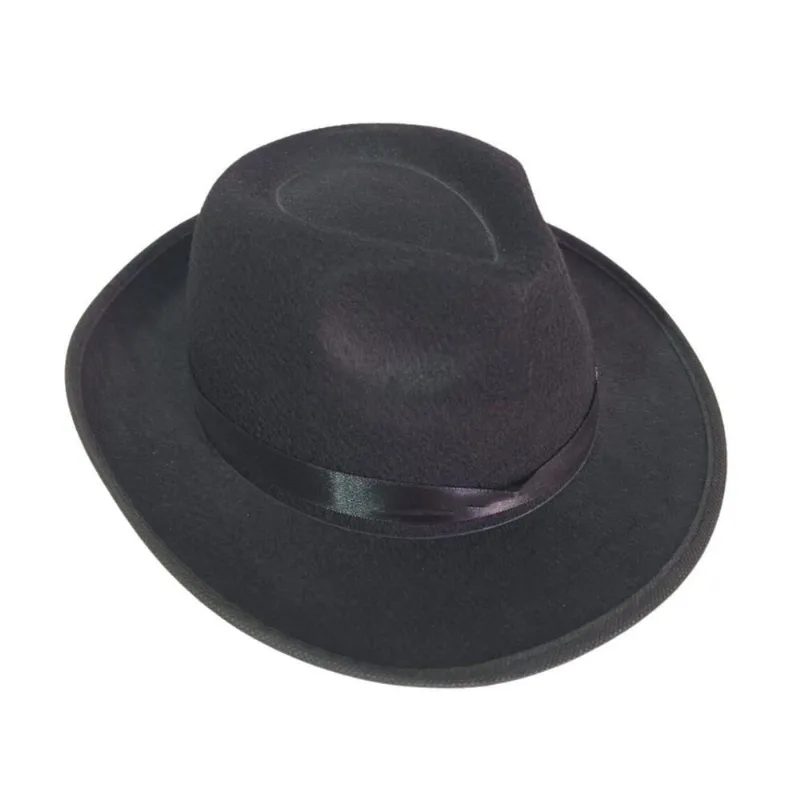 Chapéu Mafioso Fedora Preto De Feltro