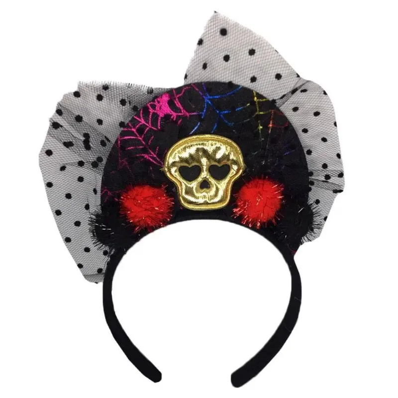 Tiara Pirata Halloween Caveiras E Pompom Halloween Bruxa