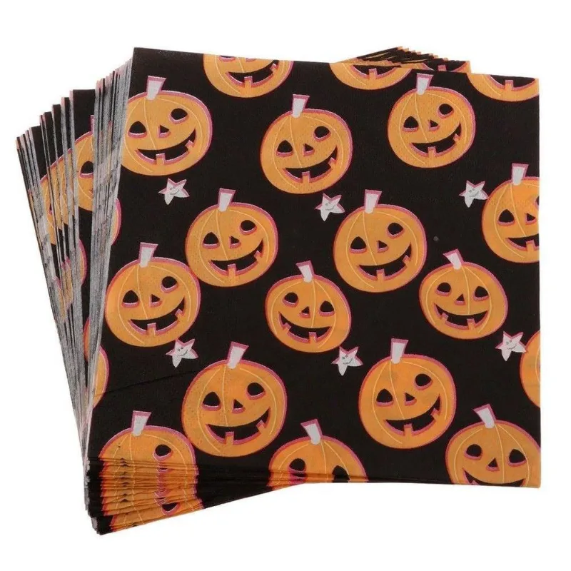 Guardanapo Estampado Abóboras Halloween - 20 Unidades
