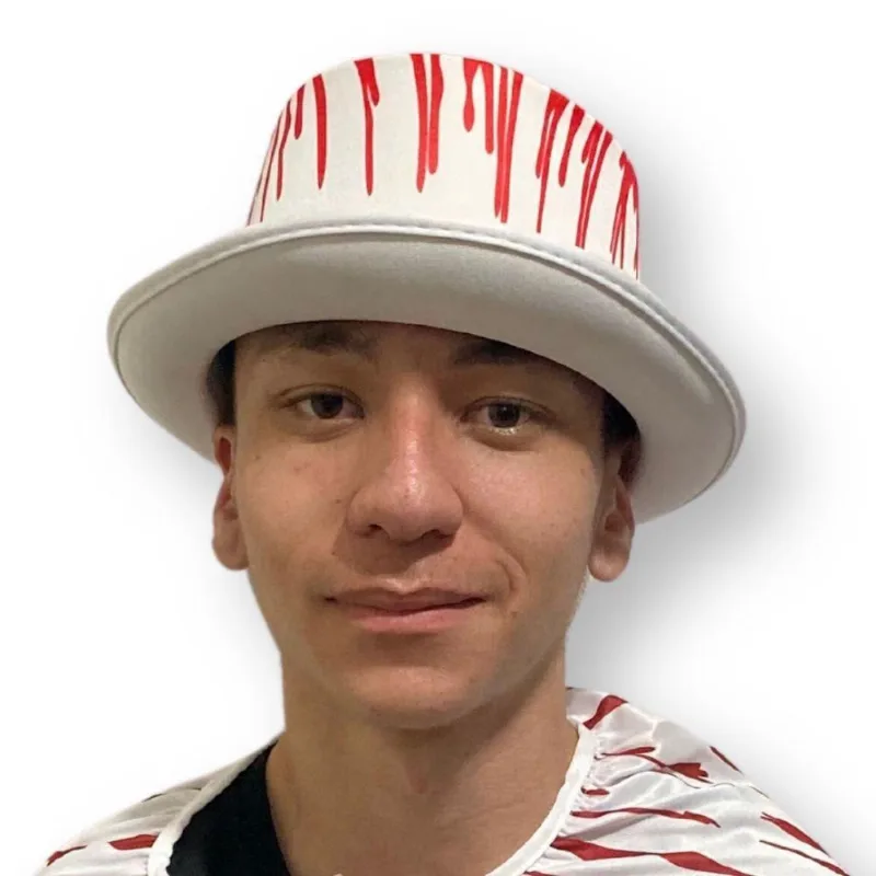 Cartola Branca Com Sangue Para Fantasias