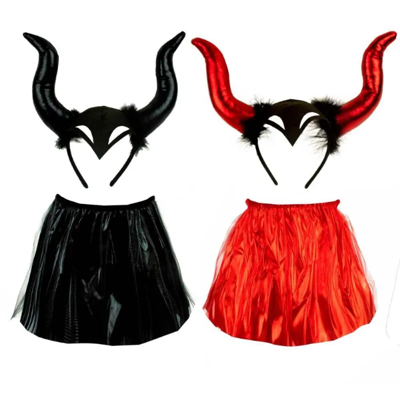 Fantasia Malévola Infantil de Halloween Com Chifre