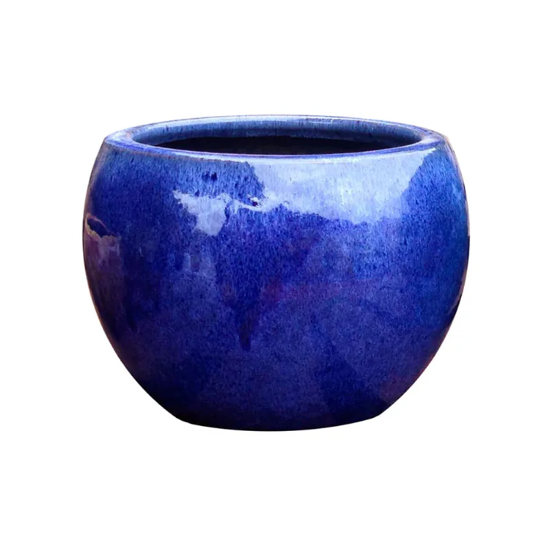 Cachepô Coco Esmaltado Azul Vasos Tupã Nº 01 - Vasos Tupa