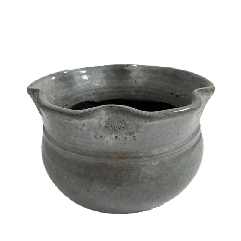 Cachepô Cerâmica Babado Esmaltado Concreto Vasos Tupã Nº 03 - Vasos Tupa