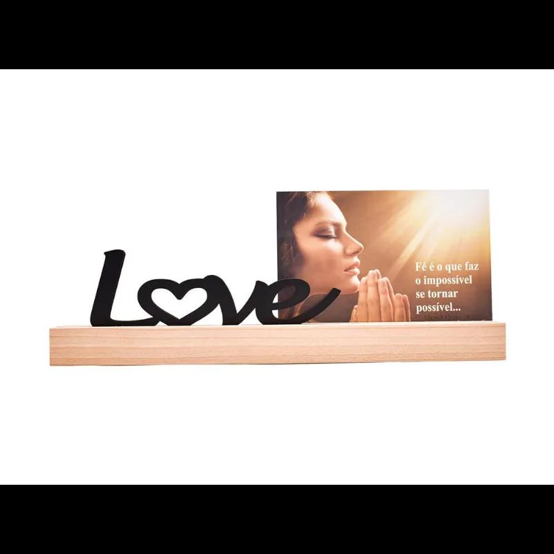 Enfeite De Madeira Com Foto Love 30X12Cm Multimix