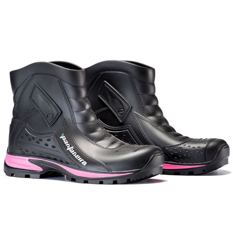 Bota De Chuva Impermeável N°35/36 Pantaneiro Cano Curto Preto E Rosa (MP)