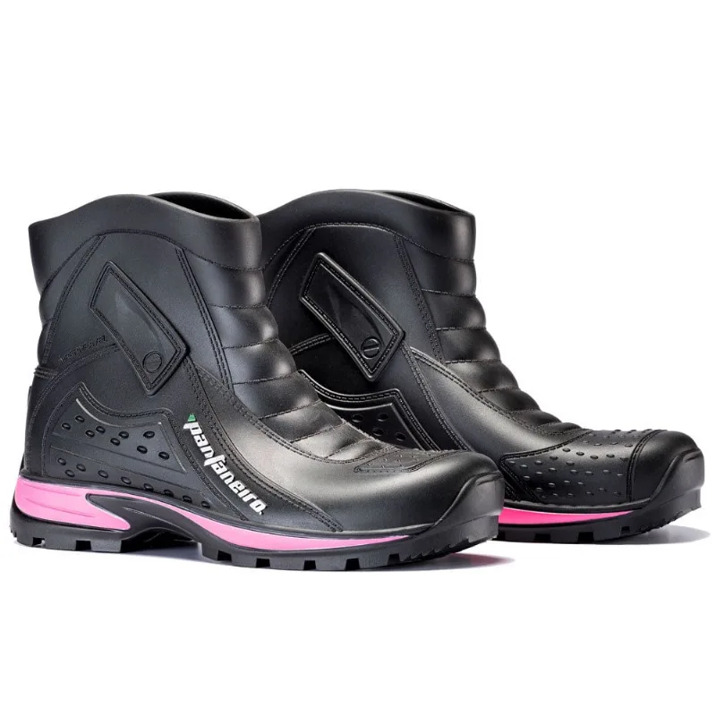 Bota De Chuva Impermeável N°37/38 Pantaneiro Cano Curto Preto E Rosa (MP)