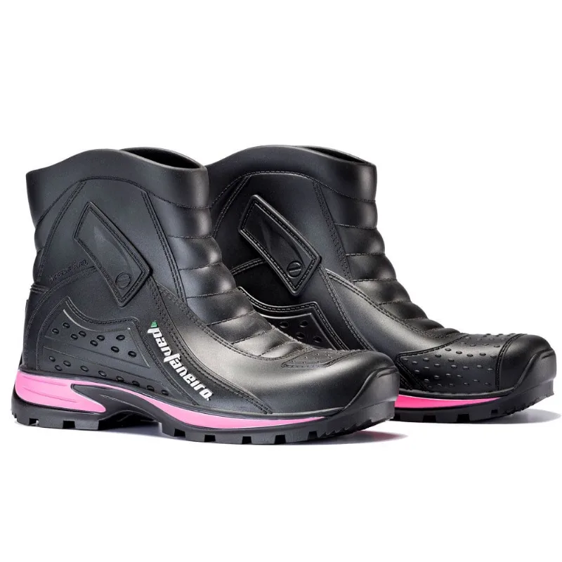 Bota De Chuva Impermeável N°41/42 Pantaneiro Cano Curto Preto E Rosa (MP)
