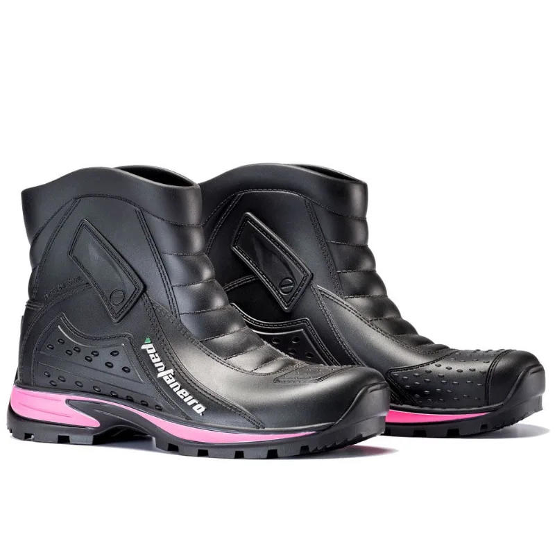 Bota De Chuva Impermeável N°43/44 Pantaneiro Cano Curto Preto E Rosa (MP)