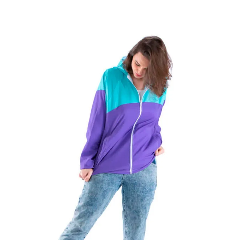 Jaqueta Corta Vento Feminina Pantaneiro EX Roxo E Verde (MP)