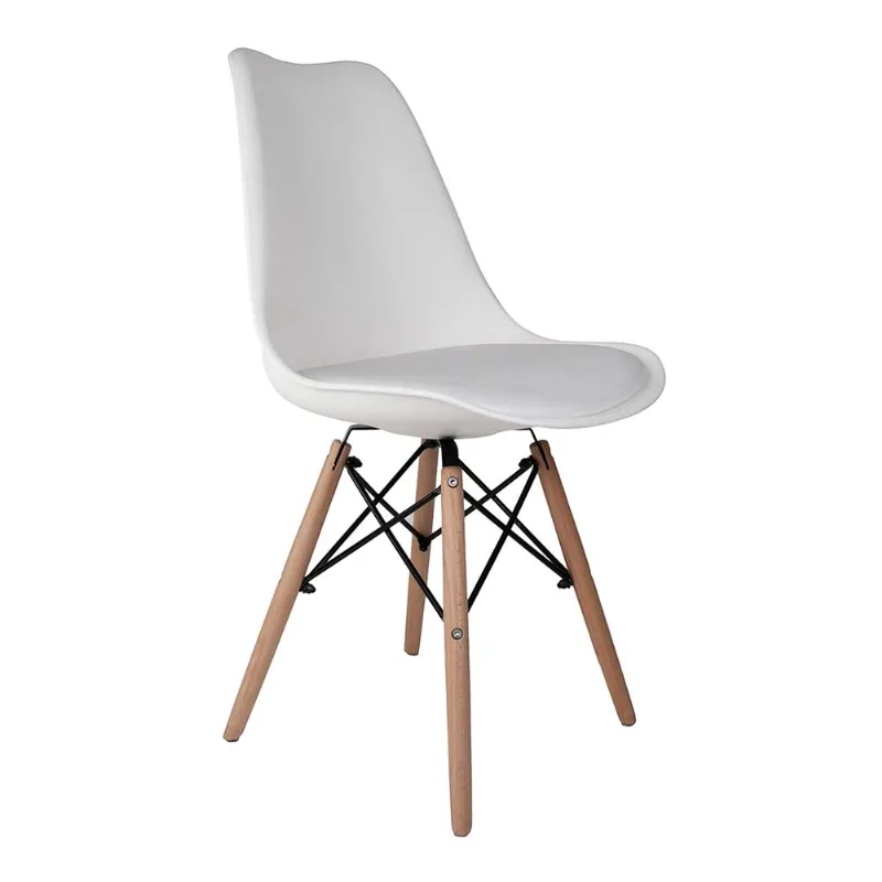 Cadeira com Assento Almofadado Eames Eiffel Branca - Hasiera