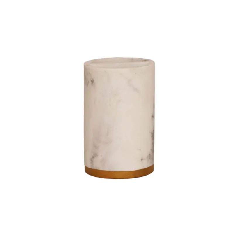Porta Escovas com Divisória em Poliresina Mármore Branco - ECO3152 - Hasiera