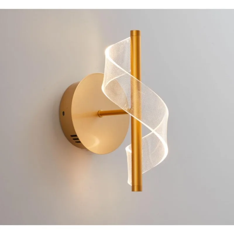 Arandela Interno Acrilico/Aluminio Dourado Led 4W 3 Em 1 Espiral Fortec