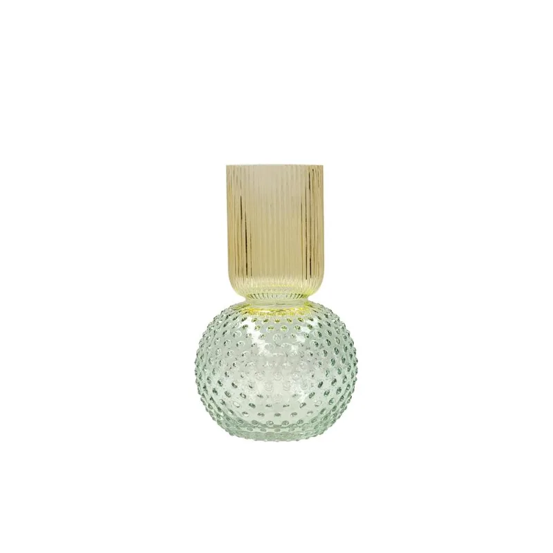 Vaso Hasiera Vidro 15x15x25cm Verde e Amarelo Hasiera