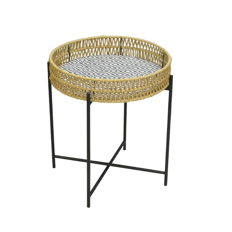 Mesa Lateral Hasiera Natural 36x44cm Redonda de Apoio