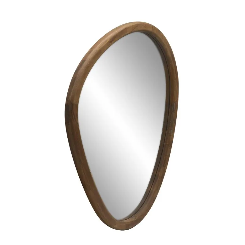 Espelho Hasiera Irregular Moldura Madeira Escura 45 Cm Hasiera