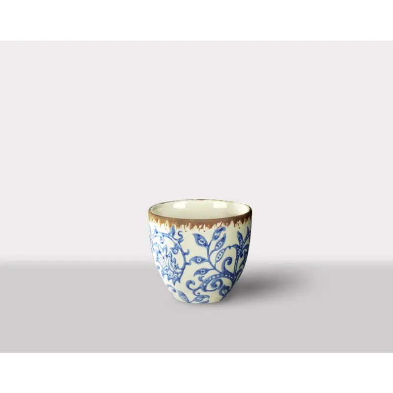 Cachepot Ceramica Branco/Azul 17X17X16 Cm Hasiera