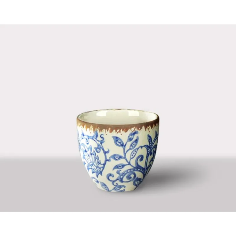 Cachepot Ceramica Branco/Azul 14.5X14.5X14 Cm Hasiera