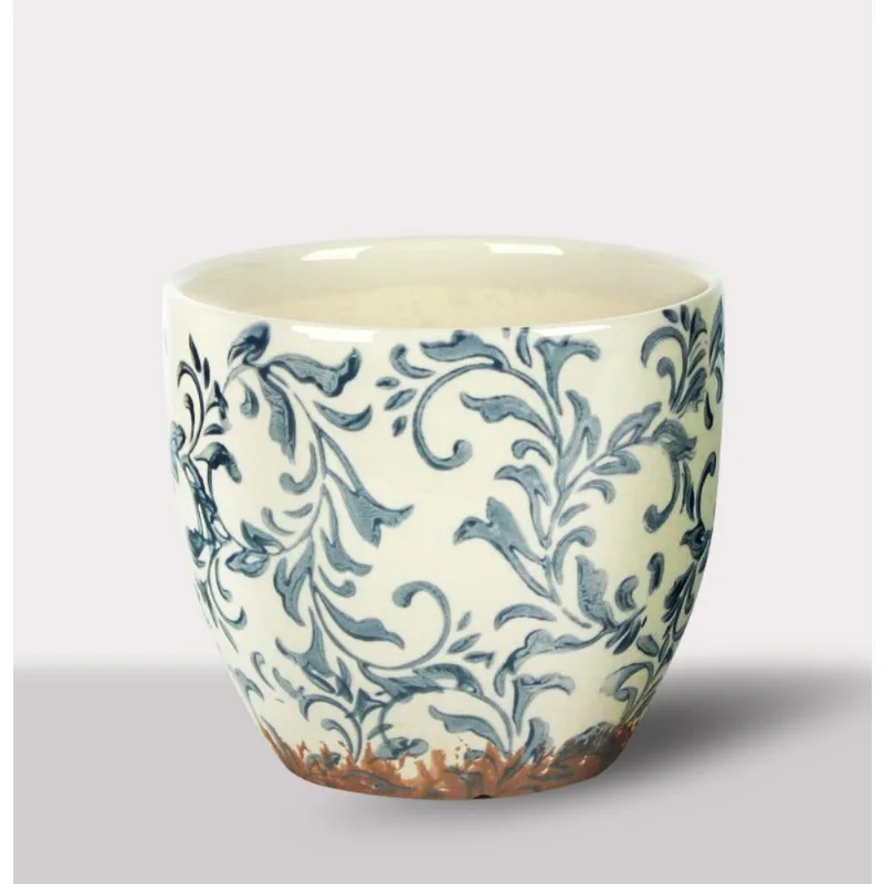 Cachepot Ceramica Branco/Azul Eco4451 Hasiera