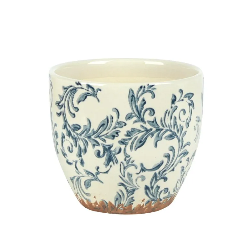 Cachepot Ceramica Branco/Azul Eco4452 Hasiera