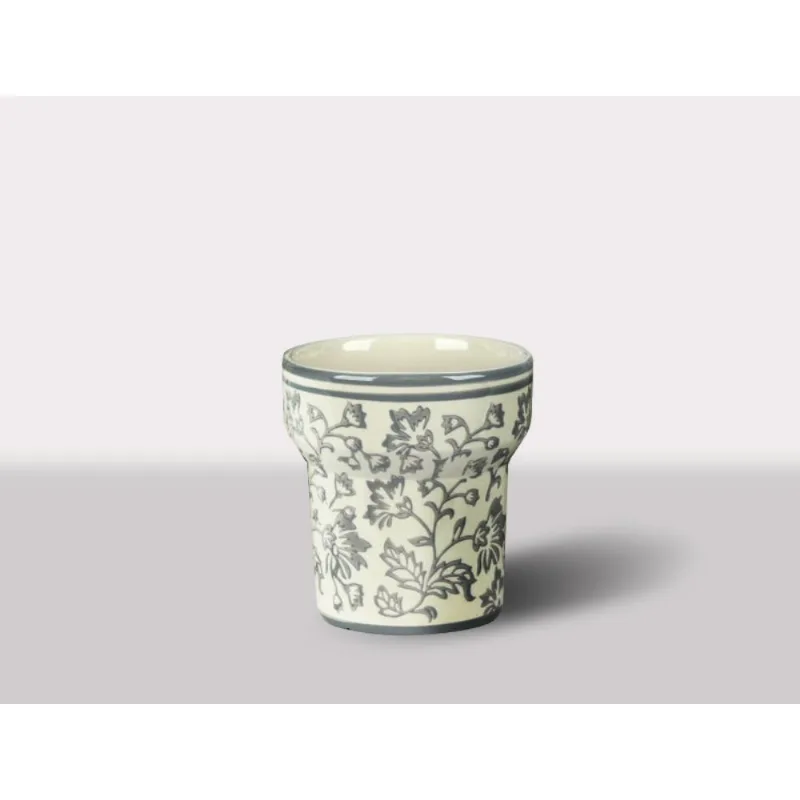 Cachepot Ceramica Branco/Cinza 19.5X19.5X20.5 Cm Hasiera