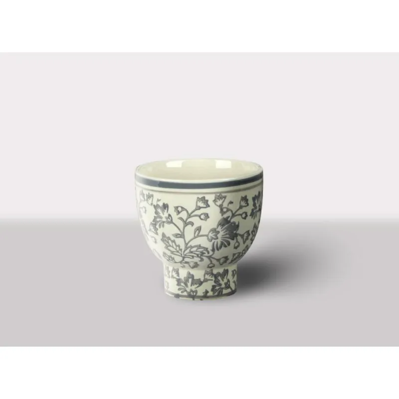 Cachepot Ceramica Branco/Cinza 20X20X20 Cm Hasiera