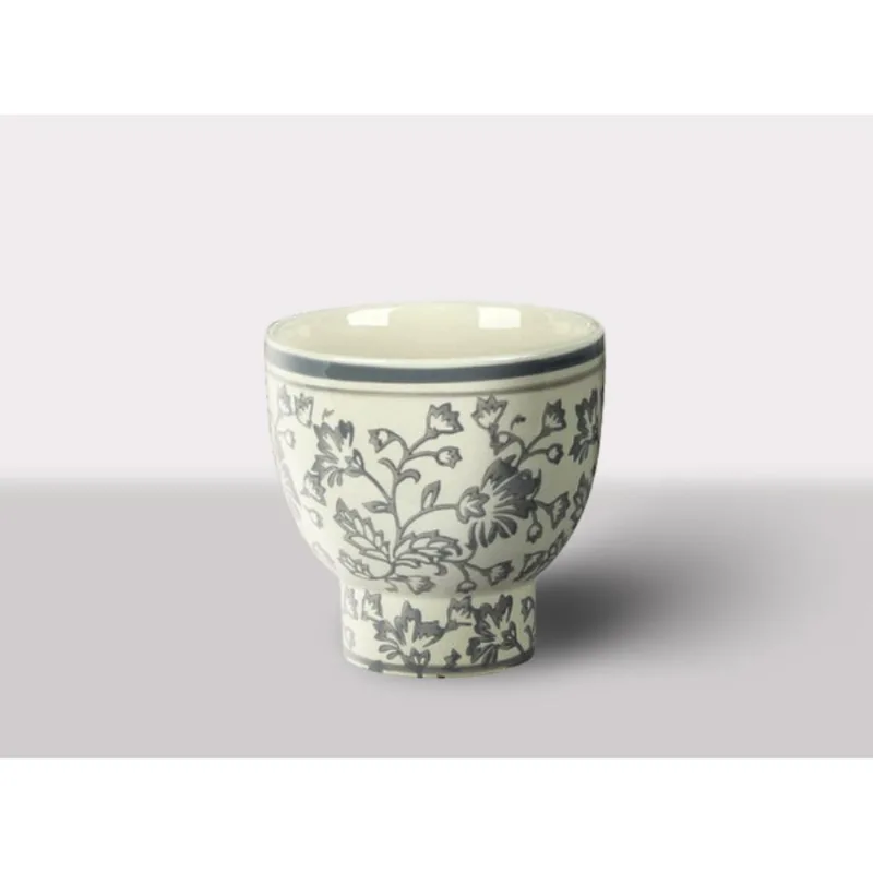 Cachepot Ceramica Branco/Cinza 17X17X17 Cm Hasiera