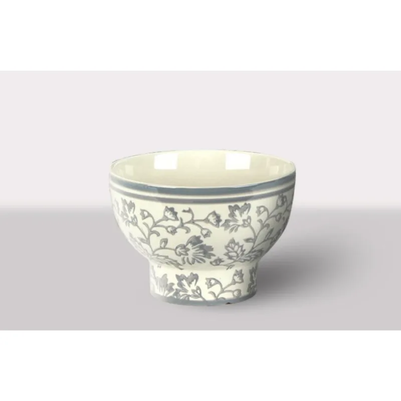 Cachepot Ceramica Branco/Cinza 16.5X16.5X12 Cm Hasiera