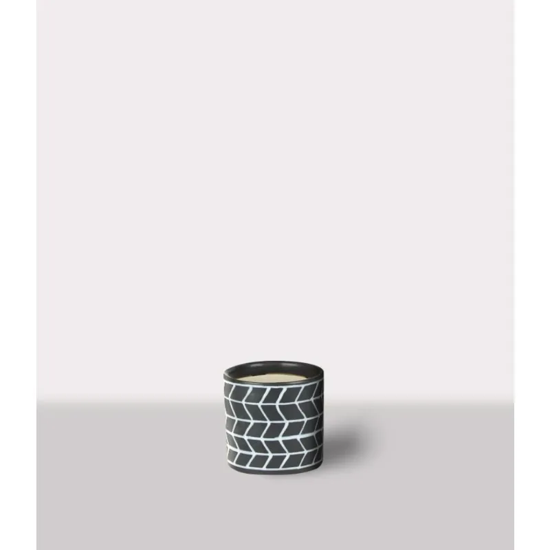 Cachepot Ceramica Branco/Preto 17X17X14.5 Cm Hasiera