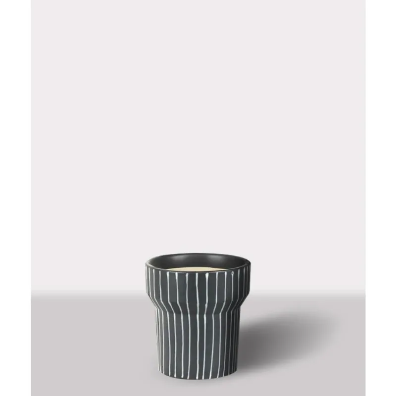 Cachepot Ceramica Branco/Preto 16X16X17 Cm Hasiera