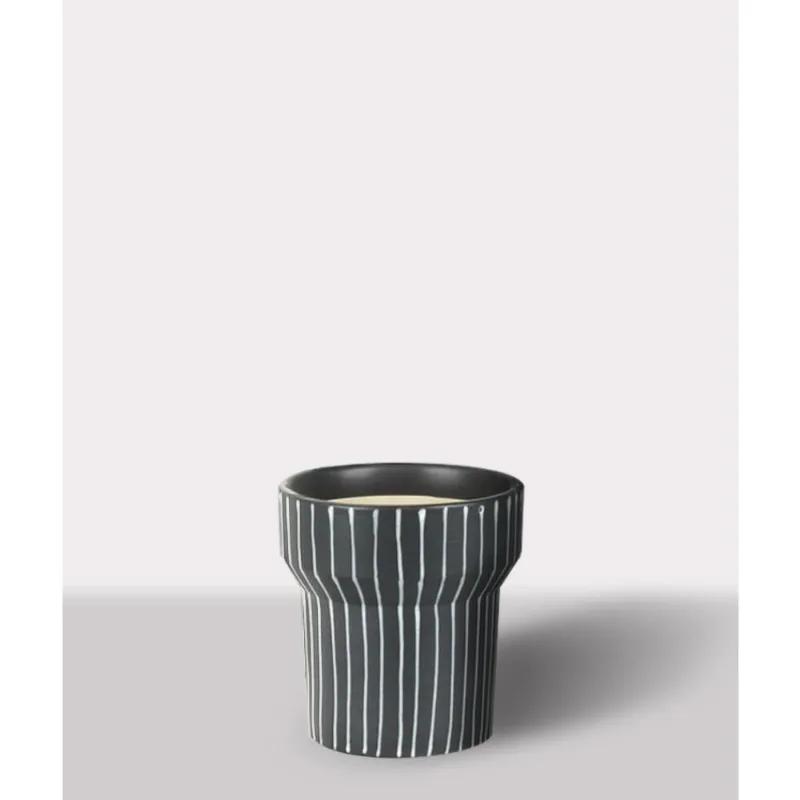 Cachepot Ceramica Branco/Preto 13.5X13.5X15 Cm Hasiera