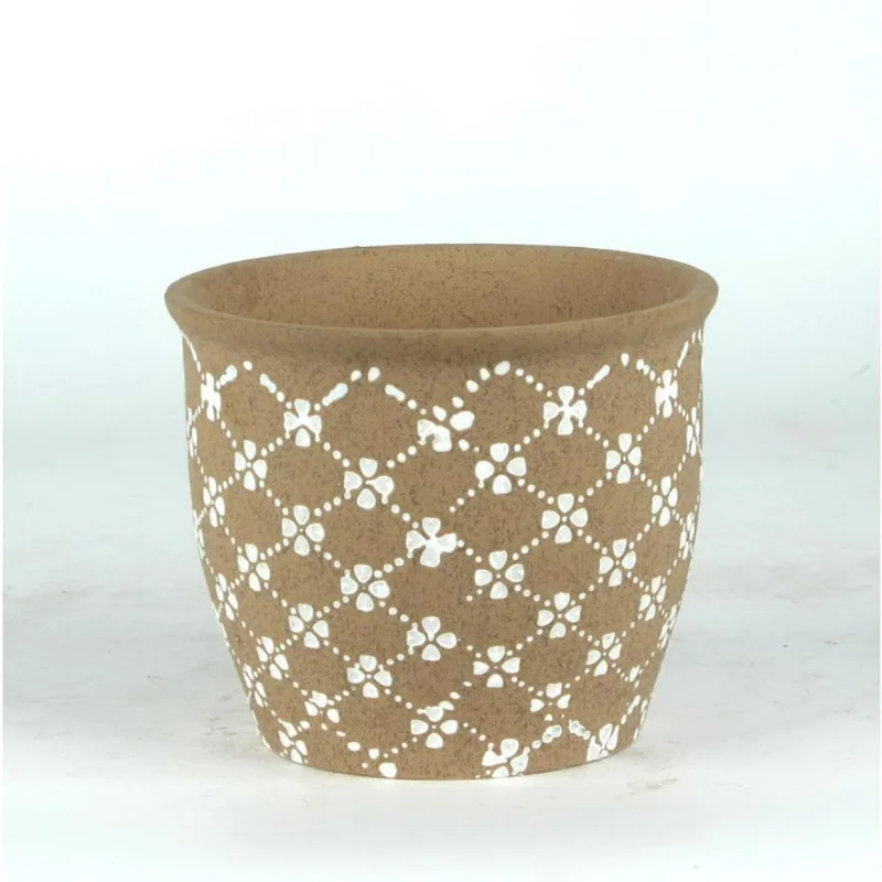 Cachepot Ceramica Branco/Marrom Eco4487 Hasiera