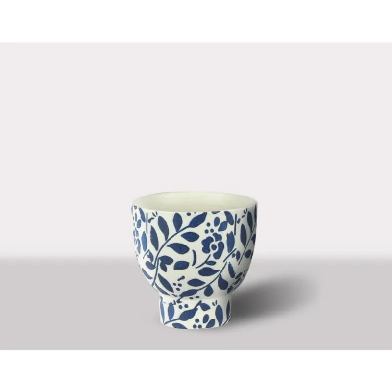 Cachepot Ceramica Branco/Azul 20X20X20 Cm Hasiera
