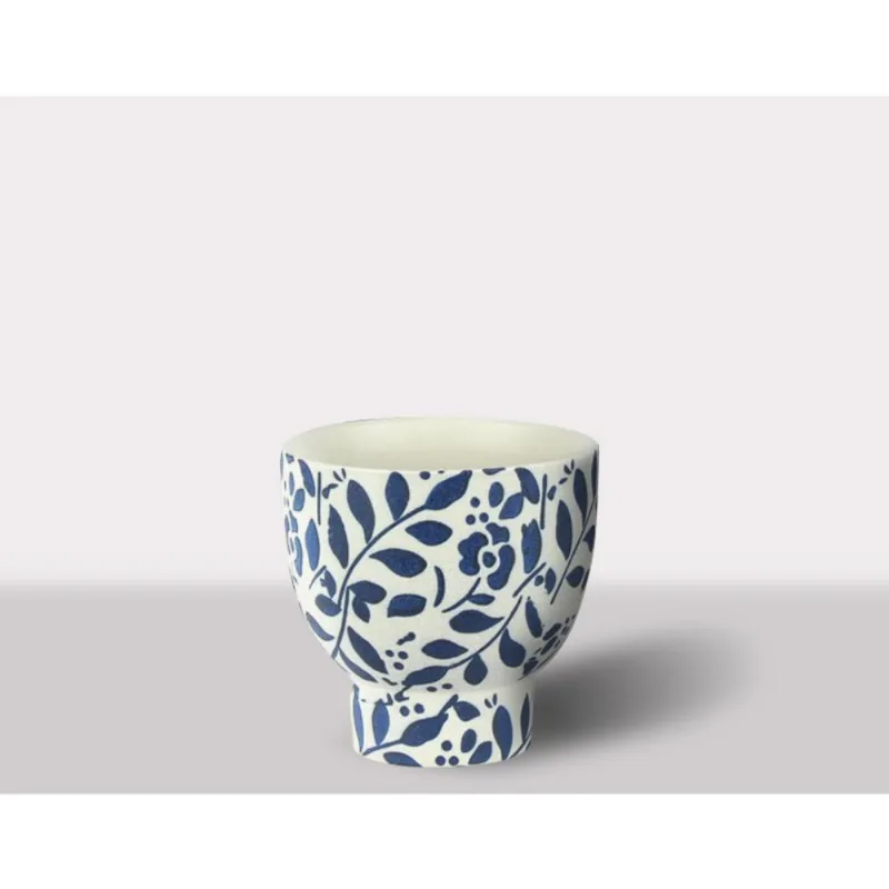 Cachepot Ceramica Branco/Azul 17X17X17 Cm Hasiera