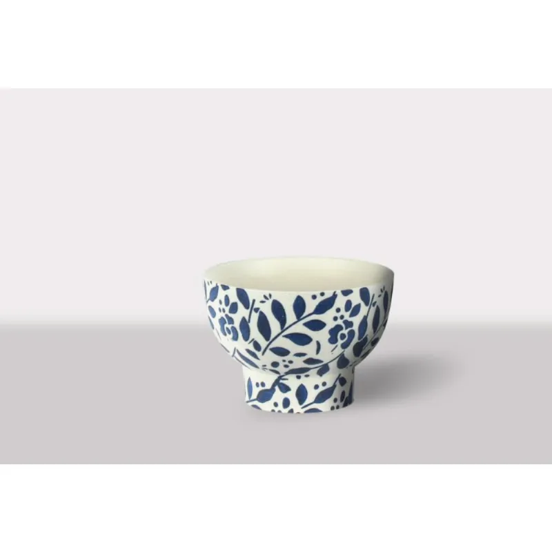 Cachepot Ceramica Branco/Azul 23X23X15 Cm Hasiera