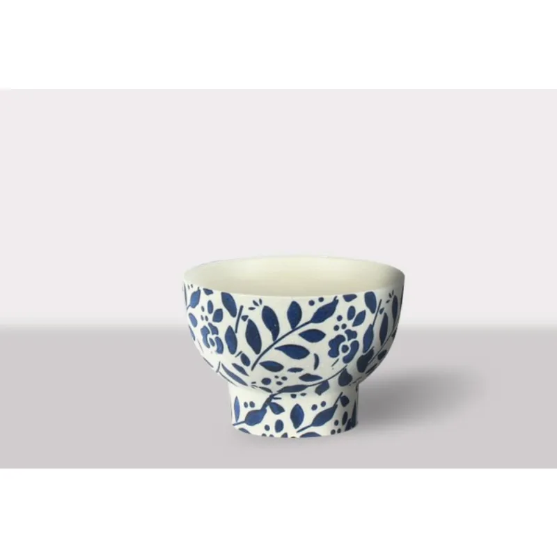 Cachepot Ceramica Branco/Azul 20X20X14 Cm Hasiera
