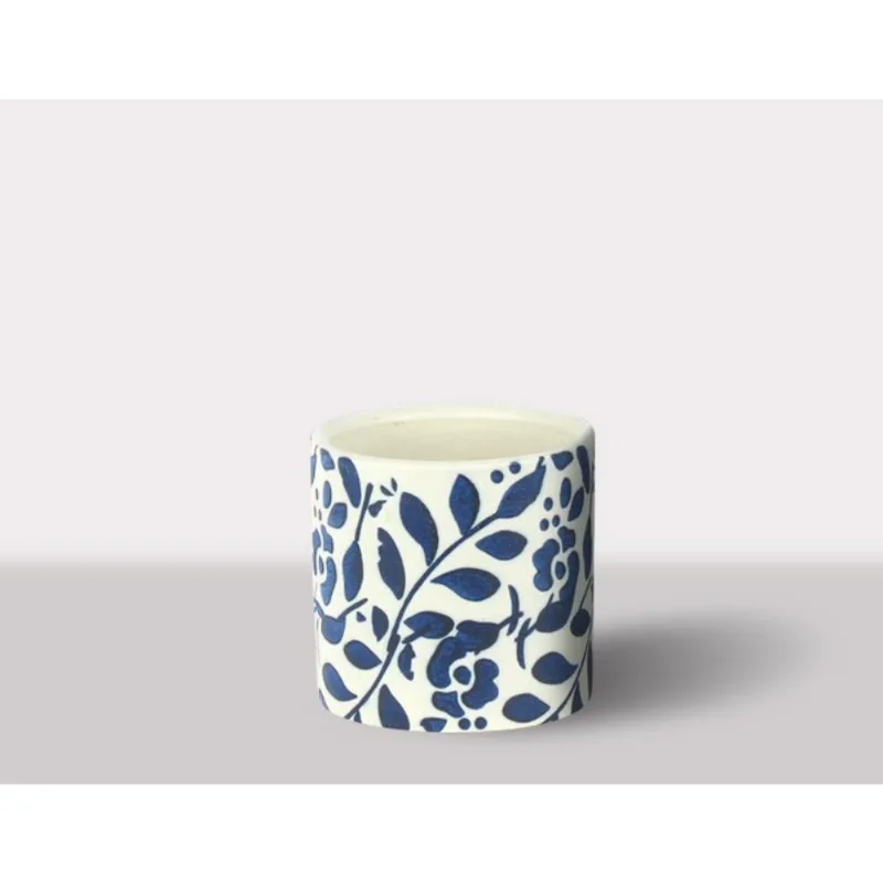Cachepot Ceramica Branco/Azul 10.5X10.5X10 Cm Hasiera