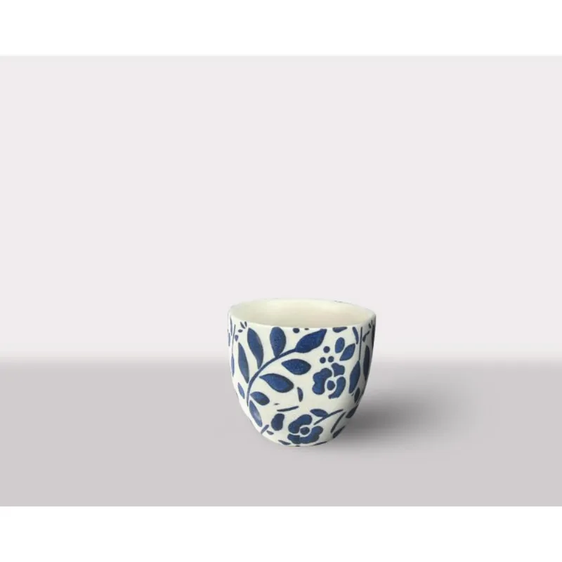 Cachepot Ceramica Branco/Azul 14.5X14.5X14 Cm Hasiera