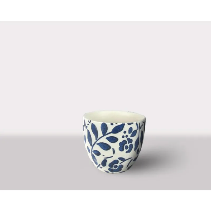 Cachepot Ceramica Branco/Azul 10X10X9.5 Cm Hasiera