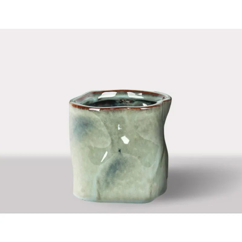 Cachepot Ceramica Verde 14.5X14.5X13.5 Cm Hasiera