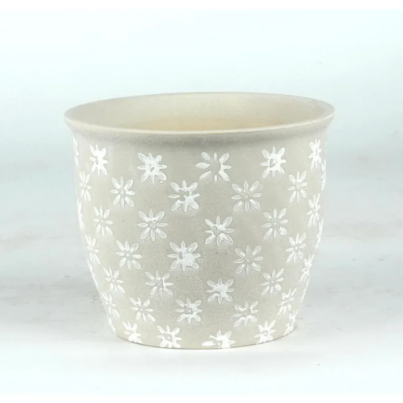 Cachepot Ceramica Branco/Bege Eco4511 Hasiera