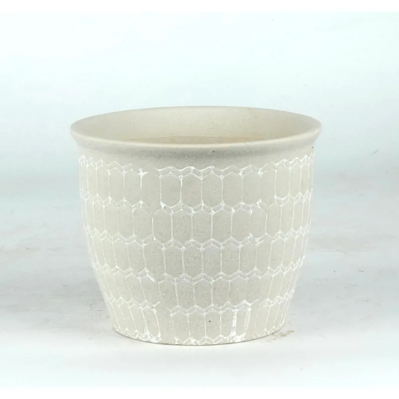 Cachepot Ceramica Branco/Bege Eco4512 Hasiera
