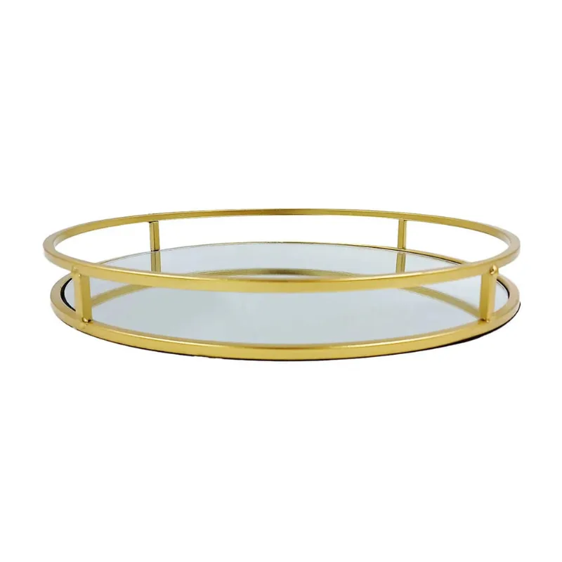 Bandeja Redonda Dourada Espelhada Hasiera - 30 cm