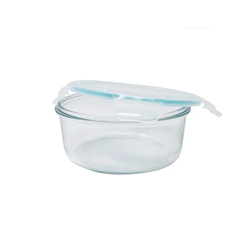 Pote Hermetico Redondo 950ML de Vidro com Tampa Azul Hasiera