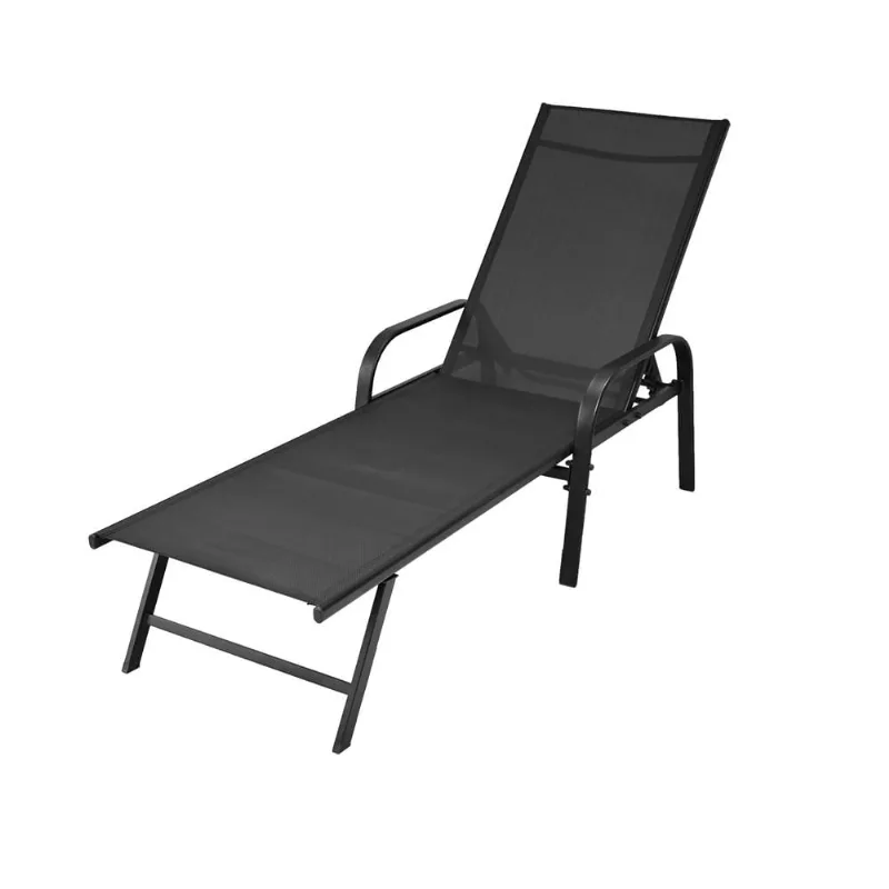 ESPREGUIÇADEIRA PARA EXTERIOR DE AÇO 193X61X45 CM PRETA