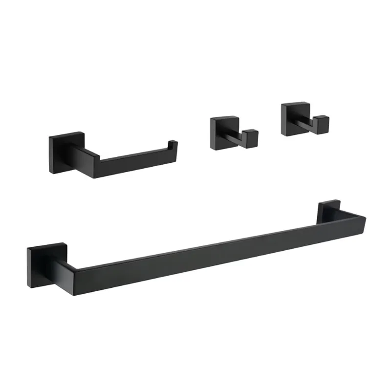 Kit de Acessórios para Banheiro 4 Peças Preto Karppi