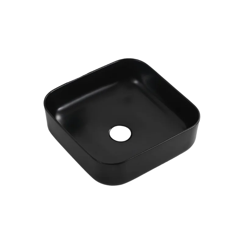 Cuba De Apoio Quadrada Slim 39x39x14 Cm Preta Karppi