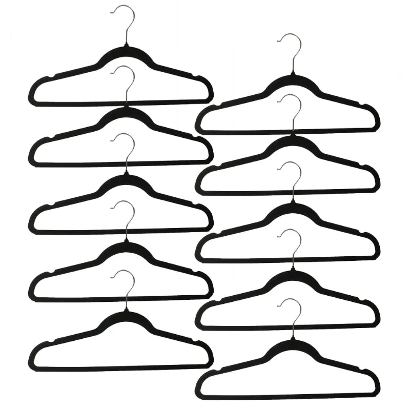 Conjunto De 10 Cabides De Veludo Preto Hasiera